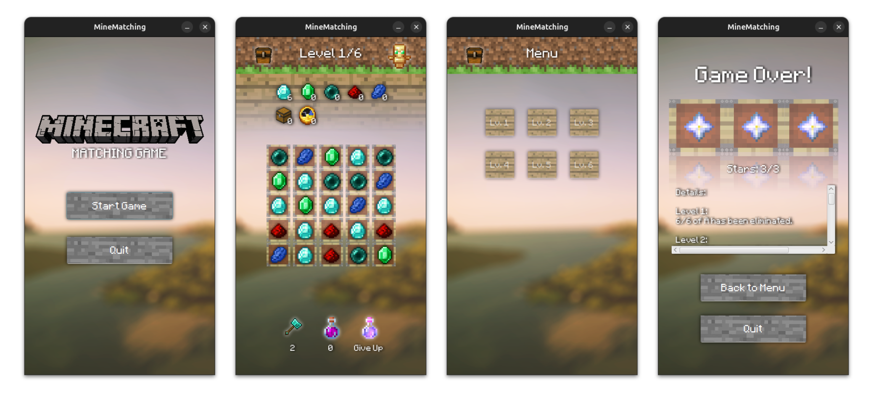 MineMatching Game Board